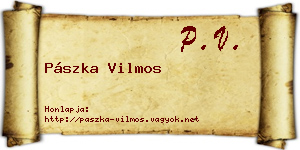 Pászka Vilmos névjegykártya