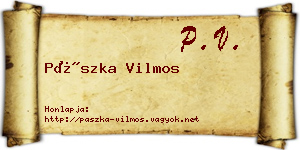 Pászka Vilmos névjegykártya